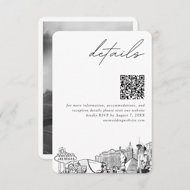 Las Vegas Wedding Details QR Code Small Enclosure Card (Front/Back)