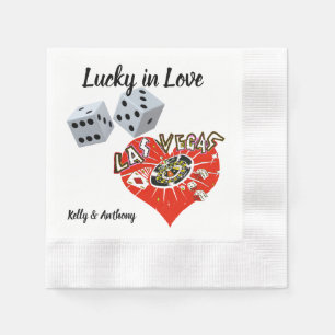 Las Vegas Wedding Dice and Red Heart Napkin
