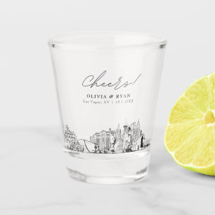 Las Vegas Wedding Favour Personalized Cheers Shot Glass