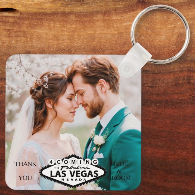 Las Vegas Wedding Favour Photo Thank You Keychain (Back)