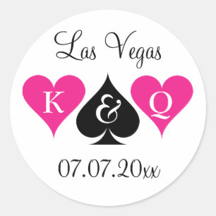Las Vegas wedding favour stickers with monogram