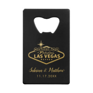 Las Vegas Wedding Gold and Black Credit Card Bottle Opener