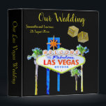 Las Vegas Wedding Lucky in Love Binder<br><div class="desc">Las Vegas wedding album features the famous welcome to fabulous Las Vegas neon sign and gold dice to symbolize Lucky in Love. Personalized with names and date. This Las Vegas 3 ring binder makes a perfect photo album: insert the type of photo pages you prefer and make the album part...</div>