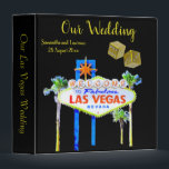 Las Vegas Wedding Lucky in Love Binder<br><div class="desc">Las Vegas wedding album features the famous welcome to fabulous Las Vegas neon sign and gold dice to symbolize Lucky in Love. Personalized with names and date. This Las Vegas 3 ring binder makes a perfect photo album: insert the type of photo pages you prefer and make the album part...</div>