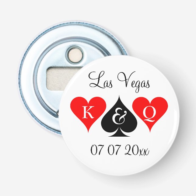 Las Vegas wedding magnetic beer bottle opener (Front)