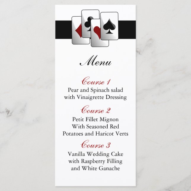 Las vegas wedding menu cards (Front)