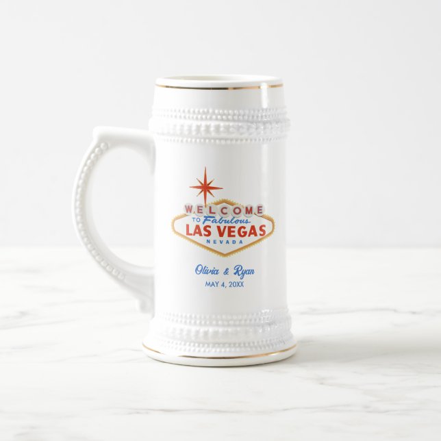 Las Vegas Wedding Party Gift Custom Beer Stein (Left)