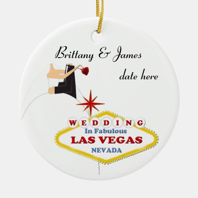 Las Vegas Wedding Personalized Ceramic Ornament (Front)