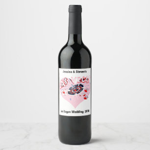 Las Vegas Wedding personalized romantic heart Wine Label