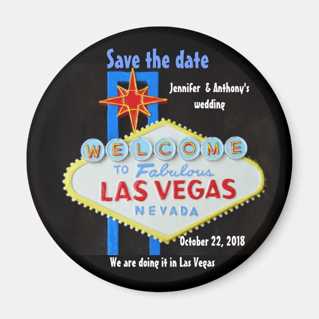 Las Vegas Wedding personalized Save the Date Magnet (Front)