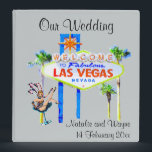 Las Vegas Wedding Photo Album Binder<br><div class="desc">Stylish Las Vegas photo album or memory book in silver grey with a design combining the famous welcome sign on Las Vegas Boulevard with fun retro style showgirl art.</div>