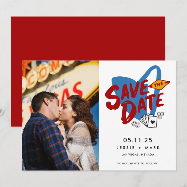 Las Vegas Wedding Photo Save the Date Announcement (Front/Back)