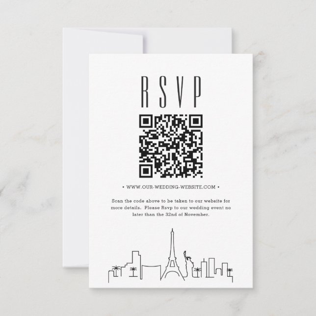 Las Vegas Wedding QR code RSVP Invitation (Front)