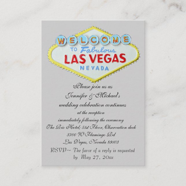 Las Vegas Wedding Reception Invitation Enclosure (Front)