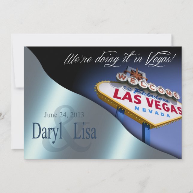 Las Vegas Wedding Reception metallic blue Invitation (Front)