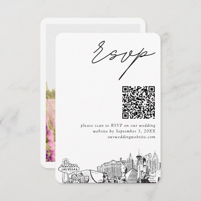 Las Vegas Wedding RSVP QR Code Small  Enclosure Card (Front/Back)