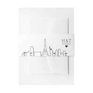 Las Vegas Wedding Stylized Skyline Monogram Invitation Belly Band