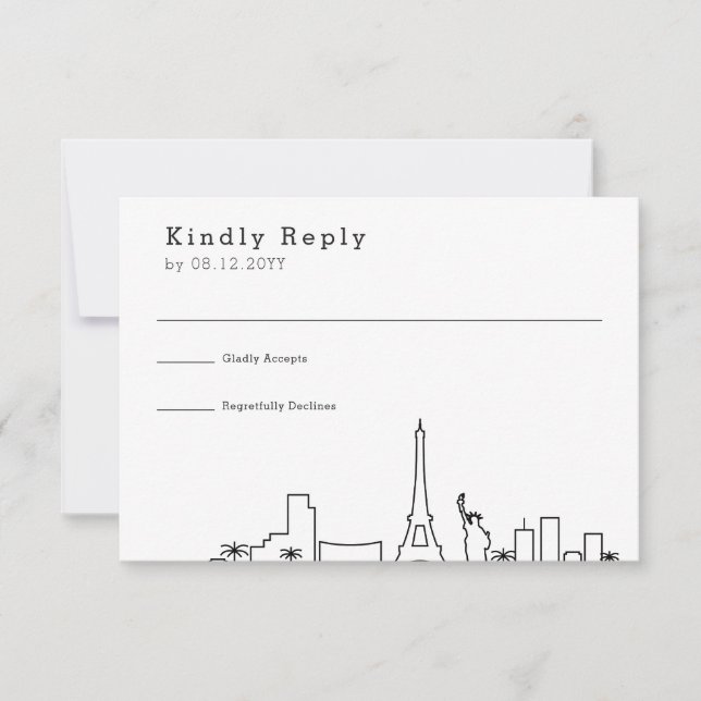 Las Vegas Wedding | Stylized Skyline RSVP Card (Front)
