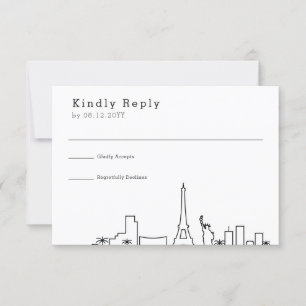 Las Vegas Wedding   Stylized Skyline RSVP Card