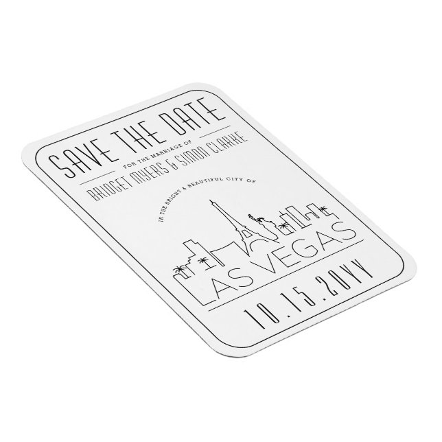 Las Vegas Wedding Stylized Skyline Save the Date Magnet (Right Side)
