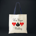 Las Vegas wedding tote bag with playing card suits<br><div class="desc">Personalized Las Vegas wedding tote bag with playing card suits. Ace of spades poker wedding tote bag with King and Queen of hearts. Personalizable monogram letter for bride and groom. Cute idea for bridesmaids,  flower girl,  maid of honour etc. Bridal  / bachelorette accessories.</div>