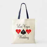 Las Vegas wedding tote bag with playing card suits<br><div class="desc">Personalized Las Vegas wedding tote bag with playing card suits. Ace of spades poker wedding tote bag with King and Queen of hearts. Personalizable monogram letter for bride and groom. Cute idea for bridesmaids,  flower girl,  maid of honour etc. Bridal  / bachelorette accessories.</div>