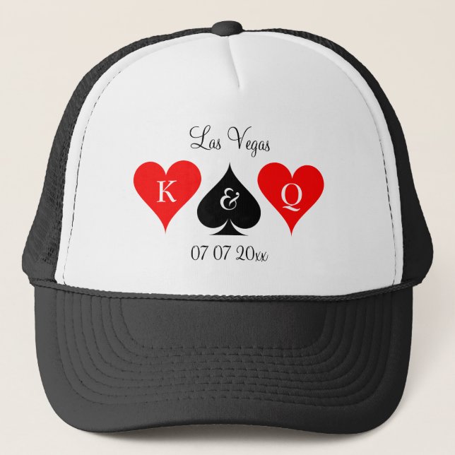 Las Vegas wedding trucker hats for bride and groom (Front)