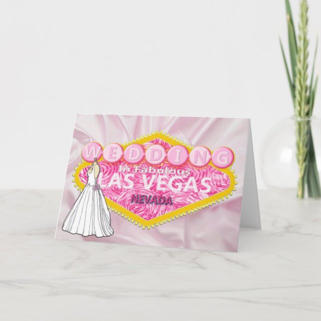 Las Vegas Wedding with Brides Dress Invitation (Front)
