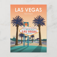 Las Vegas Welcome Sign at Sunset Vintage Travel