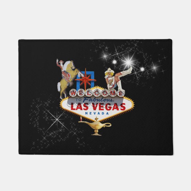 Las Vegas Welcome Sign On Starry Background Doormat (Front)