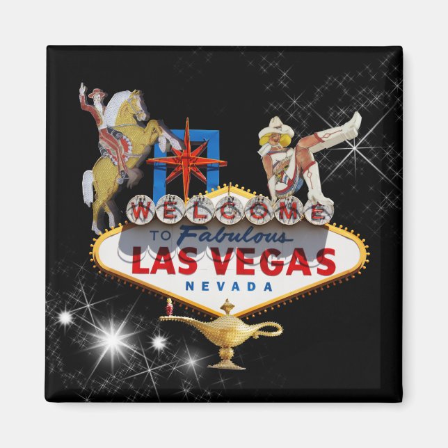 Las Vegas Welcome Sign On Starry Background Magnet (Front)