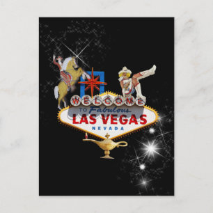 Las Vegas Welcome Sign On Starry Background Postcard