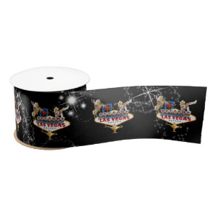 Las Vegas Welcome Sign On Starry Background Satin Ribbon