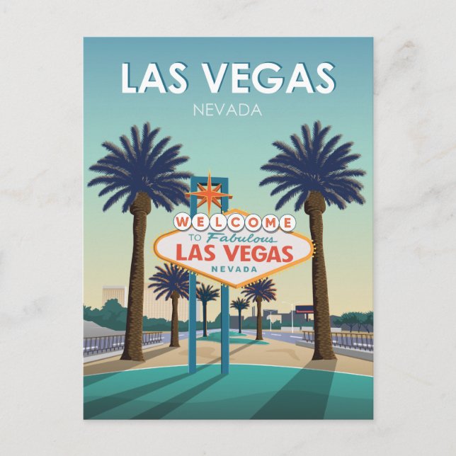 Las Vegas Welcome Sign Vintage Travel Postcard (Front)