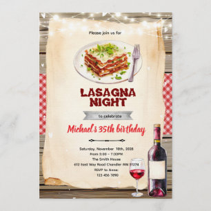 Lasagna and Wine night party invitation