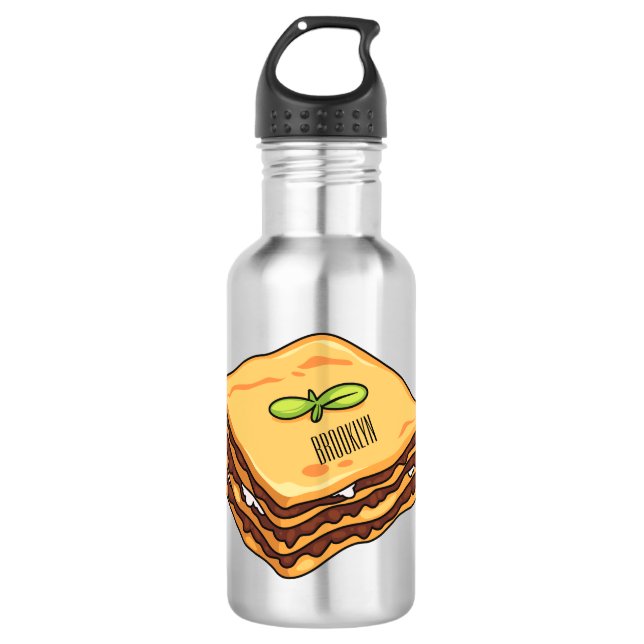 Lasagna cartoon illustration 532 ml water bottle (Front)