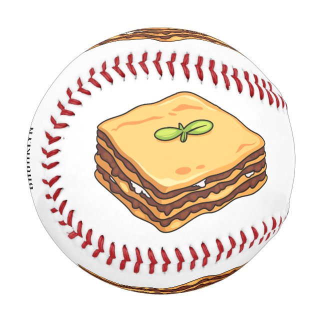 Lasagna cartoon illustration  baseball (Front Left)