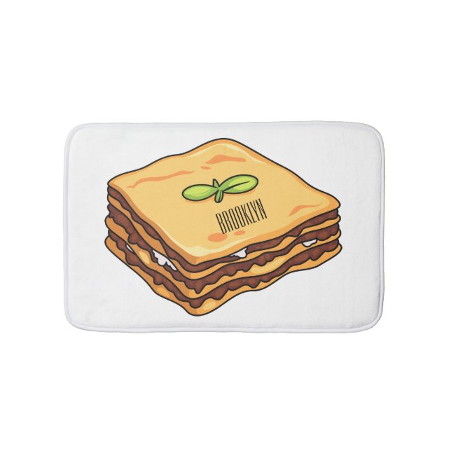 Lasagna cartoon illustration bath mat (Front)