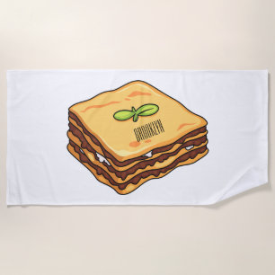 Lasagna cartoon illustration beach towel
