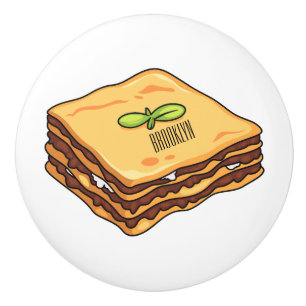 Lasagna cartoon illustration ceramic knob