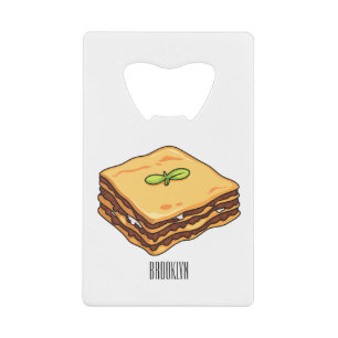 Lasagna cartoon illustration credit card bottle opener
