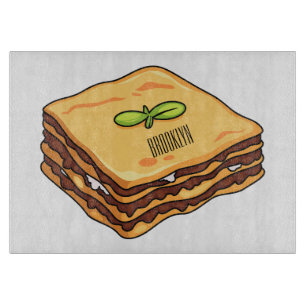 Lasagna cartoon illustration cutting board