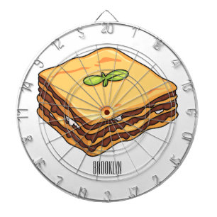 Lasagna cartoon illustration dartboard
