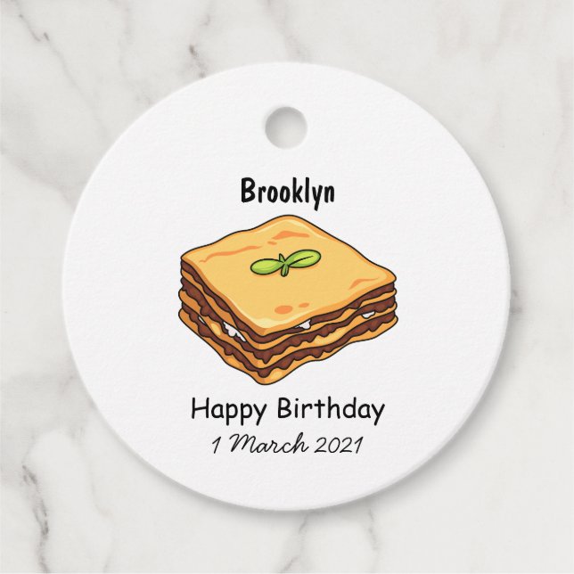 Lasagna cartoon illustration  favour tags (Front)