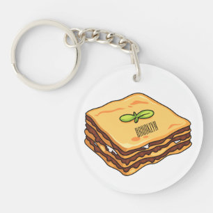 Lasagna cartoon illustration keychain