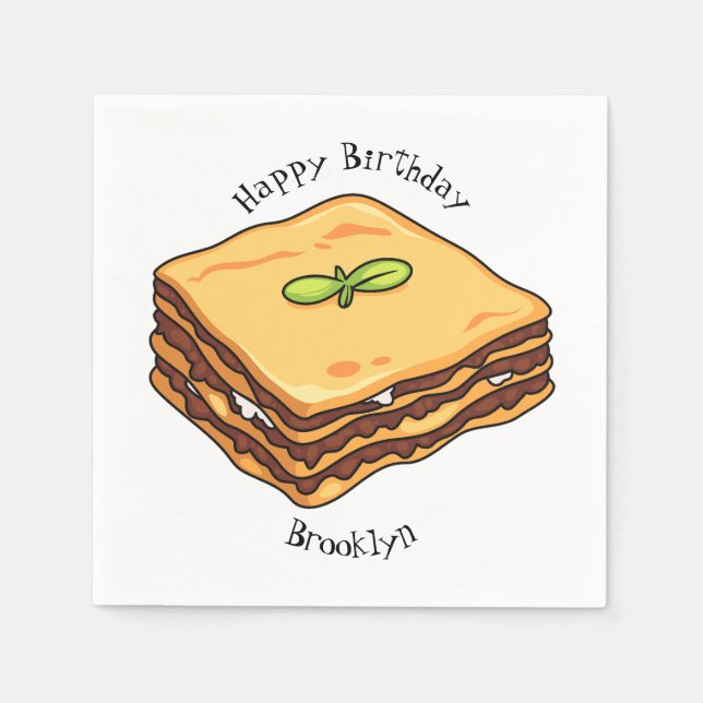 Lasagna cartoon illustration napkin (Front)