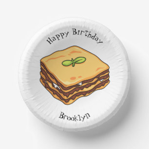 Lasagna cartoon illustration paper plate