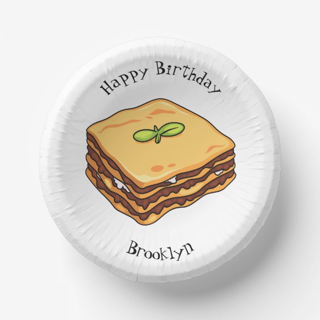 Lasagna cartoon illustration paper plate (Front)