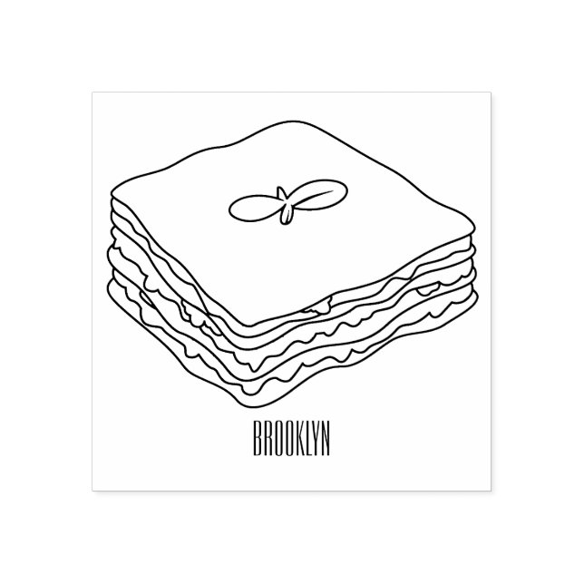 Lasagna cartoon illustration  rubber stamp (Imprint)