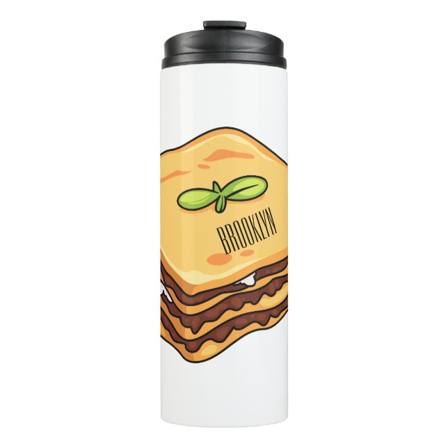 Lasagna cartoon illustration  thermal tumbler (Front)